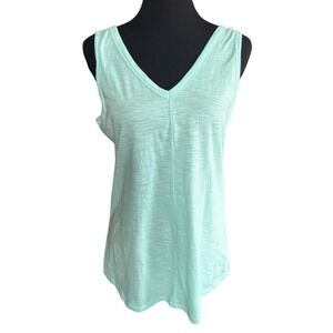 NWT Maurices Aqua Double V-Neck Slub Knit Tank Top, Size Medium, Athleisure
